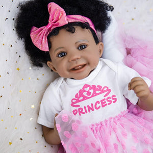 Rebornova Lifelike Reborn Baby Dolls 20" Black Skin Soft body African American Realistic Silicone Limbs Girl Doll Birthday Gift Set for Children Age 3+