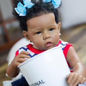 Rebornova Reborn Baby Dolls Black Girl, African American 20 Inch Realistic Newborn Baby Dolls with Lifelike Soft Body Silicone Limbs Birthday Gift Set for Ages 3+