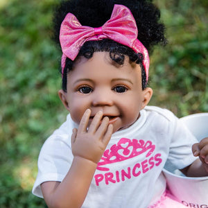 Rebornova Lifelike Reborn Baby Dolls 20" Black Skin Soft body African American Realistic Silicone Limbs Girl Doll Birthday Gift Set for Children Age 3+