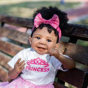 Rebornova Lifelike Reborn Baby Dolls 20" Black Skin Soft body African American Realistic Silicone Limbs Girl Doll Birthday Gift Set for Children Age 3+