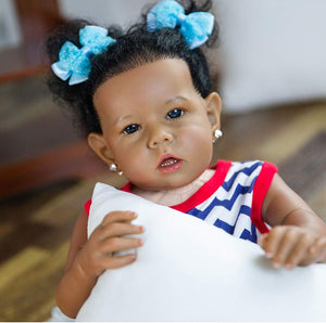 Rebornova Reborn Baby Dolls Black Girl, African American 20 Inch Realistic Newborn Baby Dolls with Lifelike Soft Body Silicone Limbs Birthday Gift Set for Ages 3+