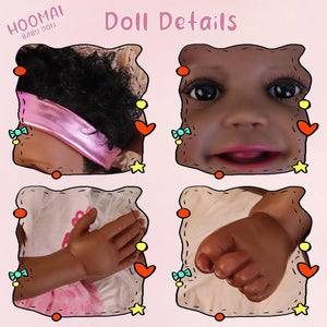 HOOMAI Reborn Baby Doll Black Realistic Girl 20 Inch Silicone Real Life Bebe Newborn Lifelike Dolls with Clothes and Toy Gift for Kids Age 3+