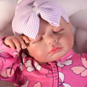 HOOMAI Realistic Reborn Baby Dolls Lifelike 20-Inch Newborn Sleeping Girl Vinyl Real Life Dolls Soft Cloth Body with Feeding Accessories Gift Box for Kids Age 3+