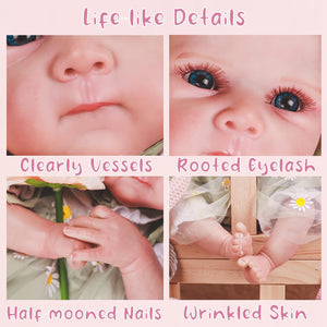 HOOMAI Realistic Reborn Baby Dolls Lifelike 20 Inches Life-like Newborn Silicone Girl Dolls Soft Cloth Body with Feeding Accessories Gift Box for Kids Age 3+
