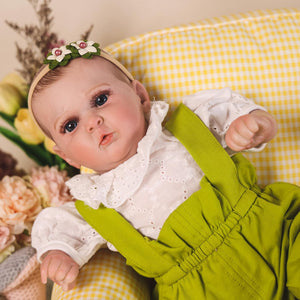 HOOMAI Reborn Baby Dolls 18" Realistic Girl Doll Lifelike White Dolls Look Like Real Silicone Limbs with Cloth Body Birthday Set for Kids Age 3+