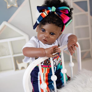 Rebornova Reborn Baby Dolls Black Skin 20 Inch Newborn Baby Dolls with Realistic Soft Body Silicone Limbs Present Gift Set for Children 3+ Years