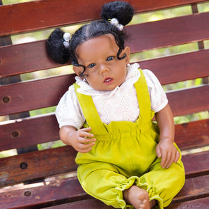 Rebornova Reborn Baby Dolls Black Girl, African American 20 Inch Realistic Newborn Baby Dolls with Lifelike Soft Body Silicone Limbs Birthday Gift Set for Ages 3+
