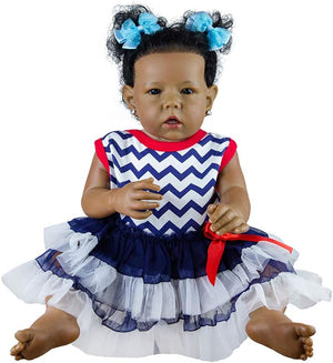 Rebornova Reborn Baby Dolls Black Girl, African American 20 Inch Realistic Newborn Baby Dolls with Lifelike Soft Body Silicone Limbs Birthday Gift Set for Ages 3+