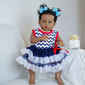 Rebornova Reborn Baby Dolls Black Girl, African American 20 Inch Realistic Newborn Baby Dolls with Lifelike Soft Body Silicone Limbs Birthday Gift Set for Ages 3+