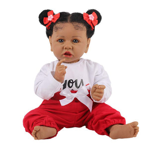 HOOMAI Reborn Baby Doll Black Realistic Girl 20 Inch Silicone Real Life Bebe Newborn Lifelike Dolls with Clothes and Toy Gift for Kids Age 3+