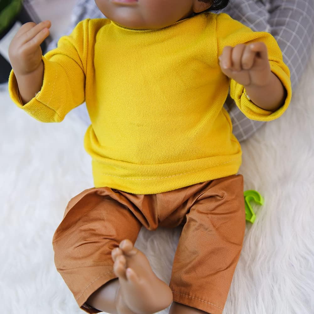 Reborn Baby Doll 20" New Model Realistic Black Skin Soft Body Newborn Babies Dolls Lifelike Silicone Limbs Toddler Girls Doll Toy & Gift Set for Kids
