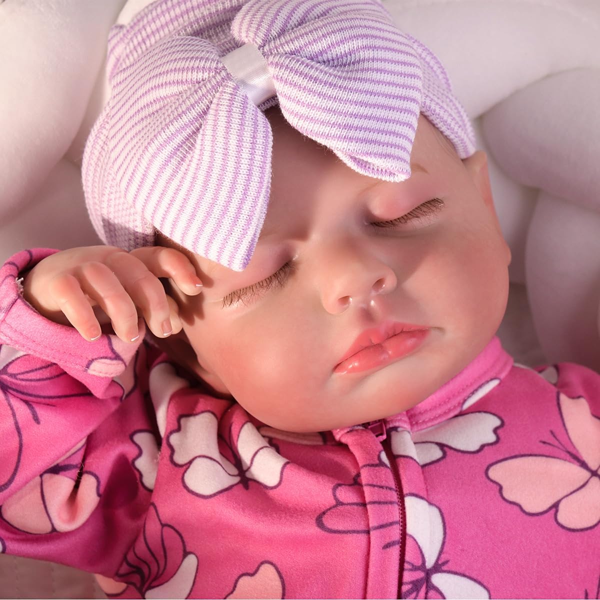 HOOMAI Realistic Reborn Baby Dolls Lifelike 20-Inch Newborn Sleeping Girl Vinyl Real Life Dolls Soft Cloth Body with Feeding Accessories Gift Box for Kids Age 3+