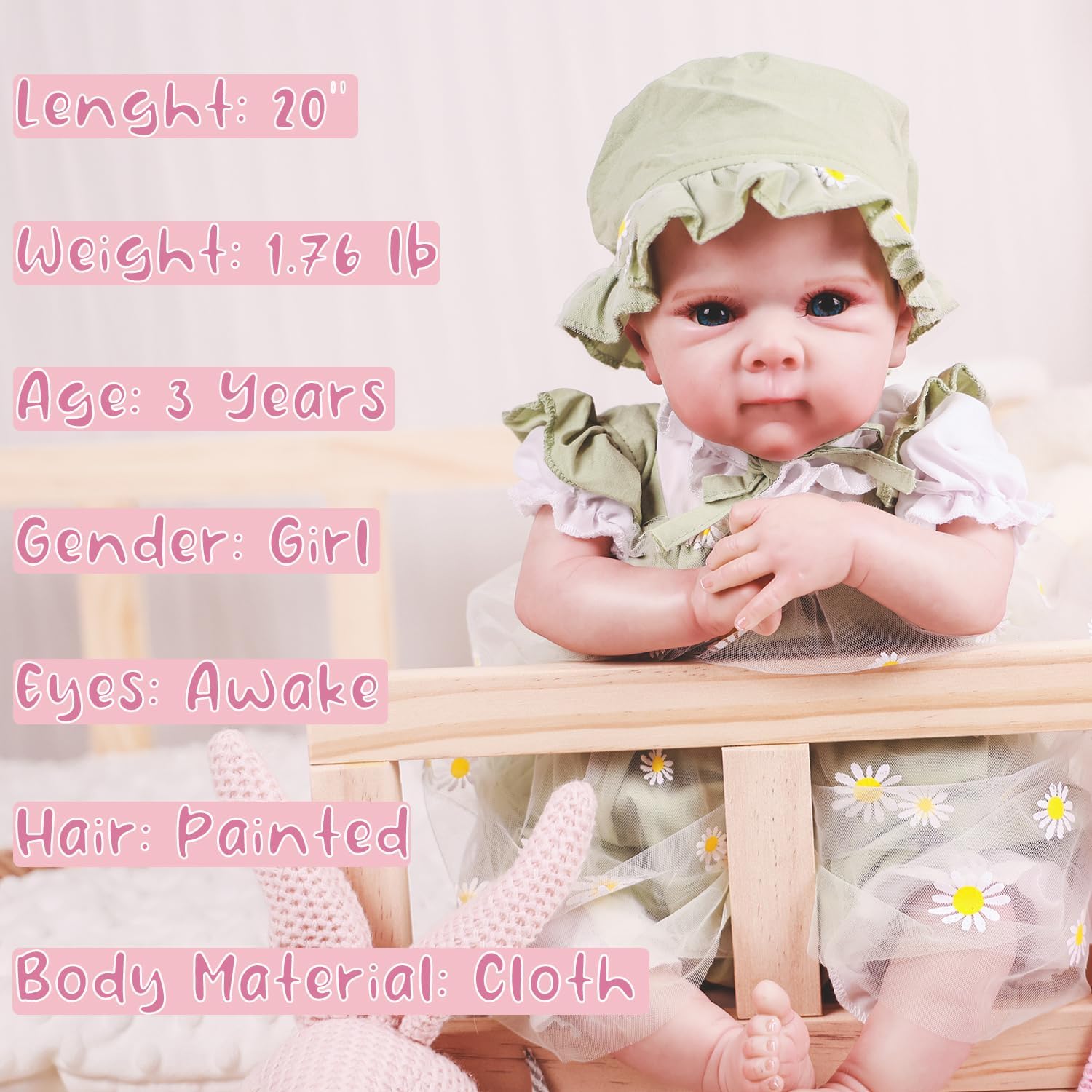 HOOMAI Realistic Reborn Baby Dolls Lifelike 20 Inches Life-like Newborn Silicone Girl Dolls Soft Cloth Body with Feeding Accessories Gift Box for Kids Age 3+