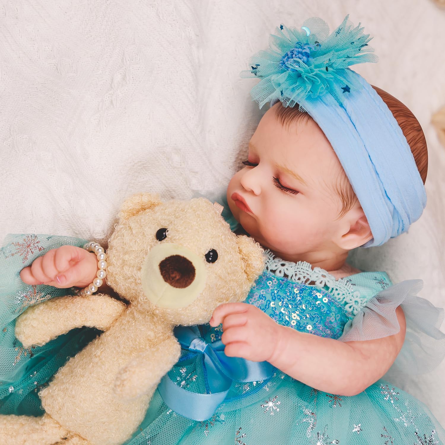 HOOMAI Realistic Reborn Baby Dolls Lifelike 20-Inch Newborn Sleeping Girl Vinyl Real Life Dolls Soft Cloth Body with Feeding Accessories Gift Box for Kids Age 3+