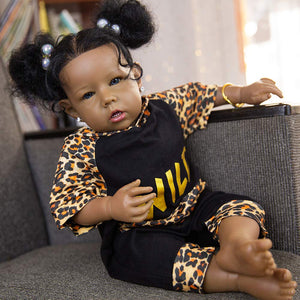 Rebornova Reborn Baby Dolls Black Girl, African American 20 Inch Realistic Newborn Baby Dolls with Lifelike Soft Body Silicone Limbs Birthday Gift Set for Ages 3+