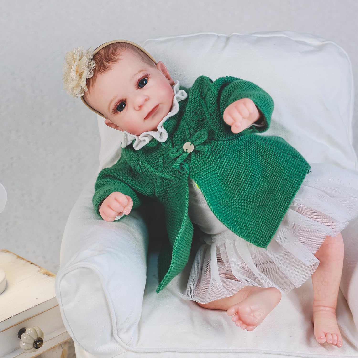 HOOMAI Reborn Baby Dolls 18" Realistic Doll Lifelike Girl White Dolls Look Like Real Silicone Limbs with Cloth Body Birthday Set for Kids Age 3+ (Emma)