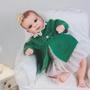 HOOMAI Reborn Baby Dolls 18" Realistic Doll Lifelike Girl White Dolls Look Like Real Silicone Limbs with Cloth Body Birthday Set for Kids Age 3+ (Emma)