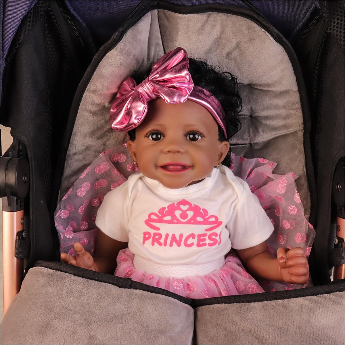 HOOMAI Reborn Baby Doll Black Realistic Girl 20 Inch Silicone Real Life Bebe Newborn Lifelike Dolls with Clothes and Toy Gift for Kids Age 3+