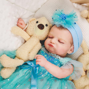 HOOMAI Realistic Reborn Baby Dolls Lifelike 20-Inch Newborn Sleeping Girl Vinyl Real Life Dolls Soft Cloth Body with Feeding Accessories Gift Box for Kids Age 3+