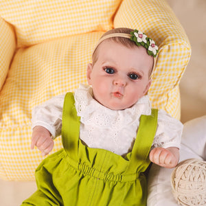 HOOMAI Reborn Baby Dolls 18" Realistic Girl Doll Lifelike White Dolls Look Like Real Silicone Limbs with Cloth Body Birthday Set for Kids Age 3+