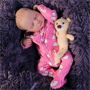 HOOMAI Realistic Reborn Baby Dolls Lifelike 20-Inch Newborn Sleeping Girl Vinyl Real Life Dolls Soft Cloth Body with Feeding Accessories Gift Box for Kids Age 3+