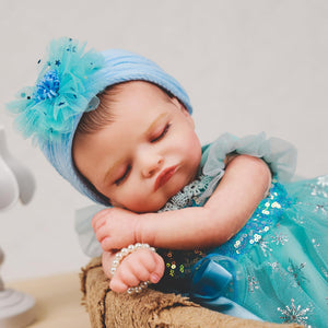 HOOMAI Realistic Reborn Baby Dolls Lifelike 20-Inch Newborn Sleeping Girl Vinyl Real Life Dolls Soft Cloth Body with Feeding Accessories Gift Box for Kids Age 3+