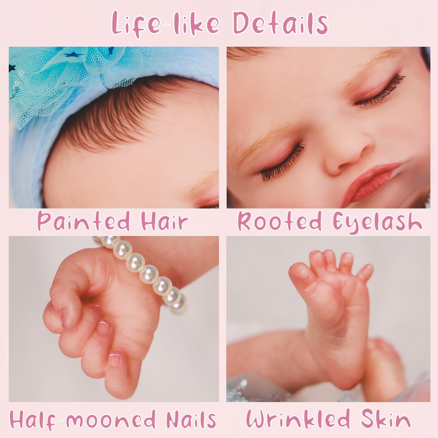 HOOMAI Realistic Reborn Baby Dolls Lifelike 20-Inch Newborn Sleeping Girl Vinyl Real Life Dolls Soft Cloth Body with Feeding Accessories Gift Box for Kids Age 3+