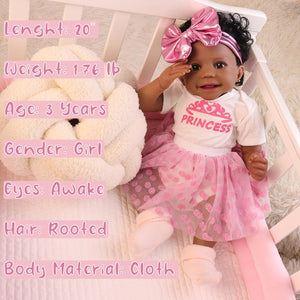 HOOMAI Reborn Baby Doll Black Realistic Girl 20 Inch Silicone Real Life Bebe Newborn Lifelike Dolls with Clothes and Toy Gift for Kids Age 3+