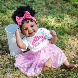 Rebornova Lifelike Reborn Baby Dolls 20" Black Skin Soft body African American Realistic Silicone Limbs Girl Doll Birthday Gift Set for Children Age 3+