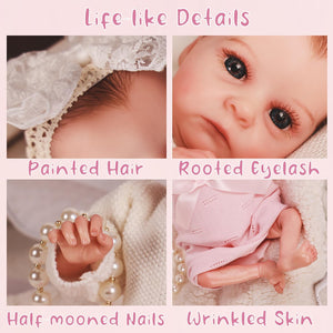 HOOMAI Reborn Baby Dolls 16" Realistic Doll Lifelike Girl Dolls Look Like Real Silicone Limbs with Cloth Body Birthday Set for Kids Age 3+