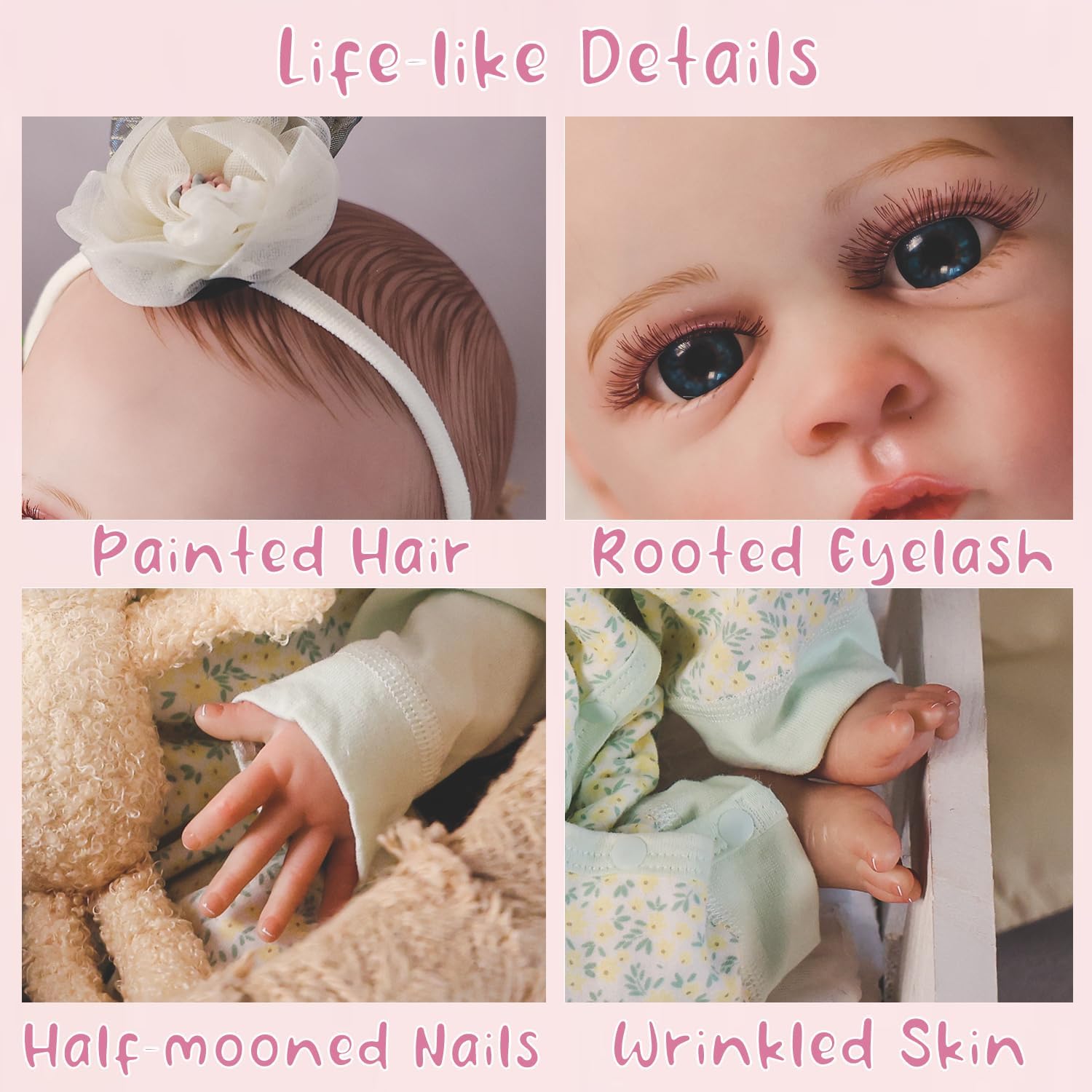 HOOMAI Realistic Reborn Baby Dolls Realistic 18" Newborn Girl Silicone Dolls Soft Cloth Body with Feeding Accessories Gift Box for Kids Age 3+