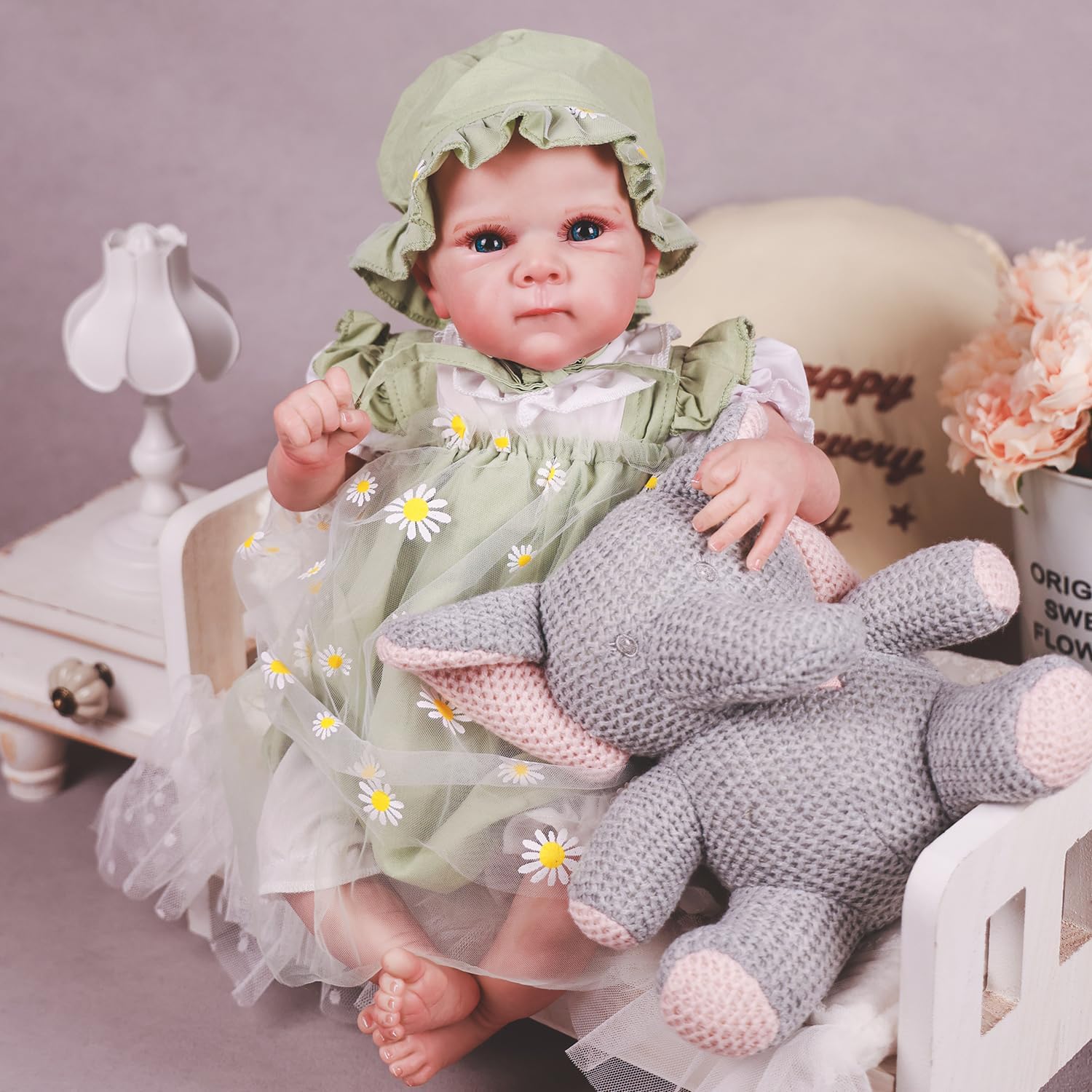 HOOMAI Realistic Reborn Baby Dolls Lifelike 20 Inches Life-like Newborn Silicone Girl Dolls Soft Cloth Body with Feeding Accessories Gift Box for Kids Age 3+