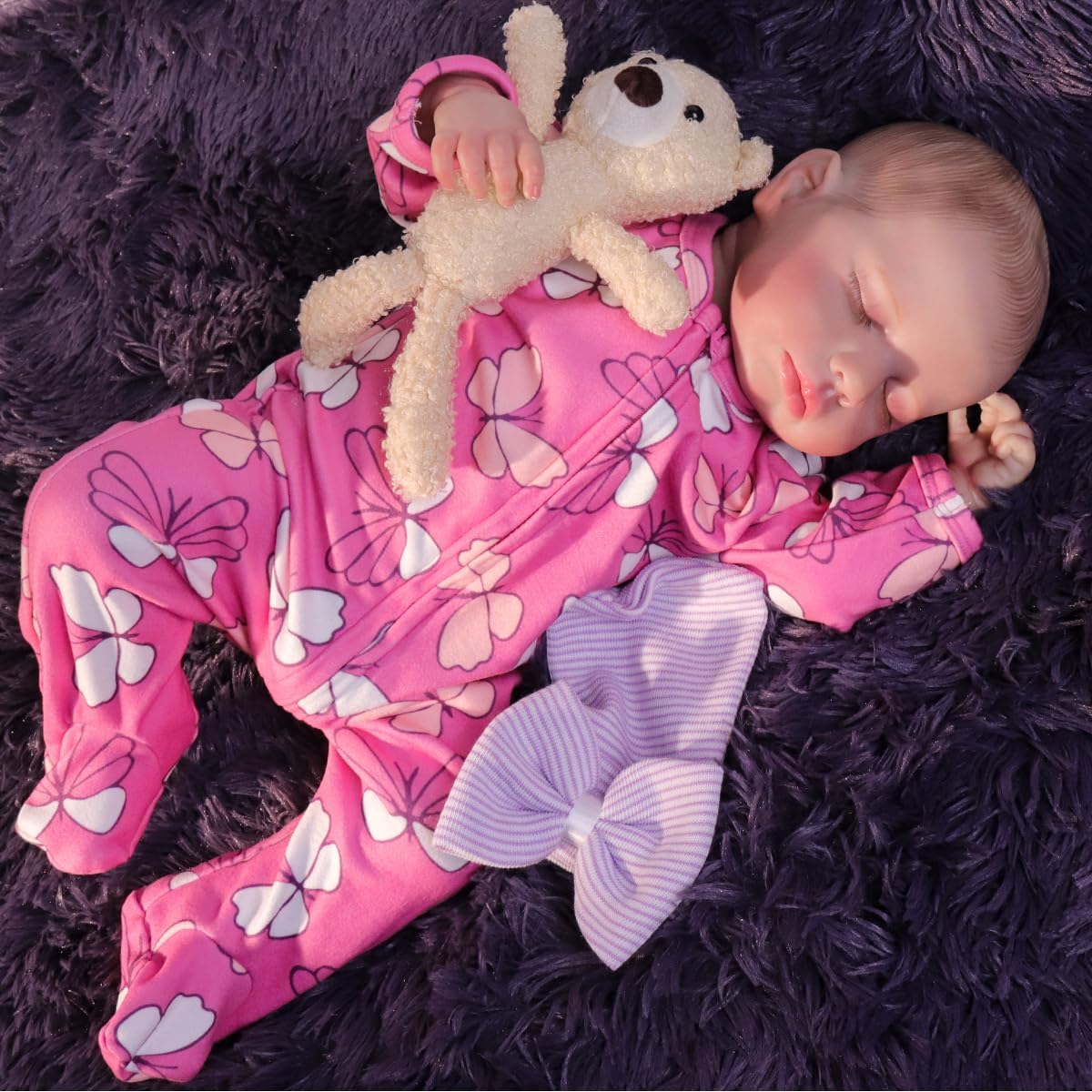 HOOMAI Realistic Reborn Baby Dolls Lifelike 20-Inch Newborn Sleeping Girl Vinyl Real Life Dolls Soft Cloth Body with Feeding Accessories Gift Box for Kids Age 3+