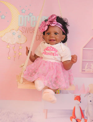 HOOMAI Reborn Baby Doll Black Realistic Girl 20 Inch Silicone Real Life Bebe Newborn Lifelike Dolls with Clothes and Toy Gift for Kids Age 3+