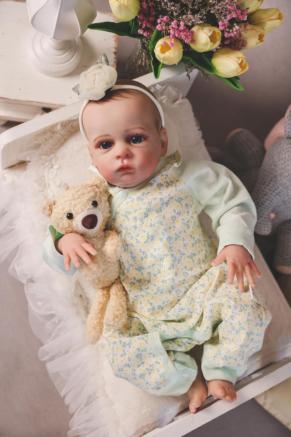 HOOMAI Realistic Reborn Baby Dolls Realistic 18" Newborn Girl Silicone Dolls Soft Cloth Body with Feeding Accessories Gift Box for Kids Age 3+